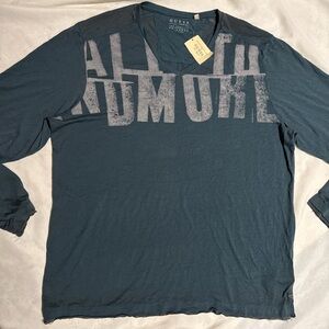 New Guess Green Blue Long Sleeve Tee Shirt XXL